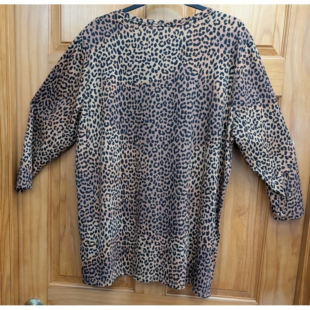 Lands' End Women XL Fit Flare Leopard Print Pullover Long Sleeves Tunic - Picture 2 of 9